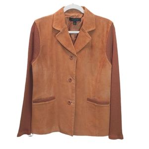 Siena Studio vintage rust orange leather suede merino wool jacket blazer large